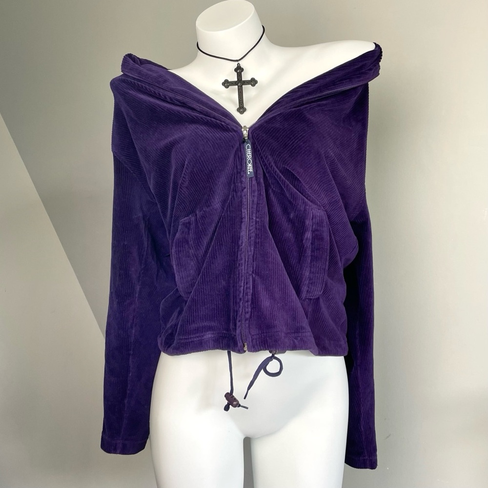 Vintage Purple Velvet Zip-Up Jacket